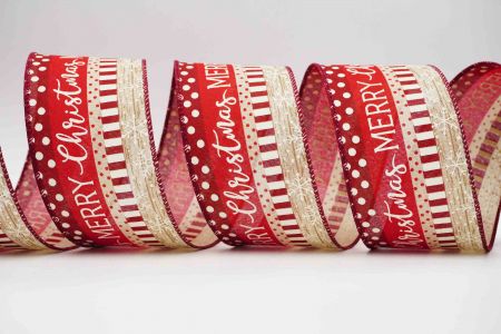 Merry Christmas Style Wired Ribbon-KF6752GC-14-8_Red